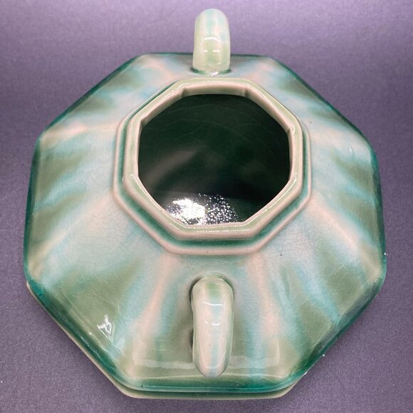 Celadon Lidded Octagon Shaped Sugar Bowl with Handles by Anthropologie - Picture 6 of 9